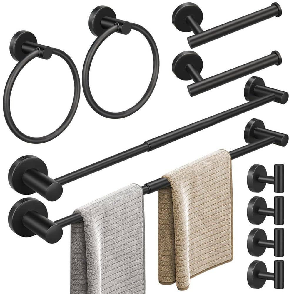10-Piece Bath Hardware Set with Mounting Hardware in Matte Black, Including Towel Bar and Ring, Paper Holders and Hooks price history on PriceWatchPro