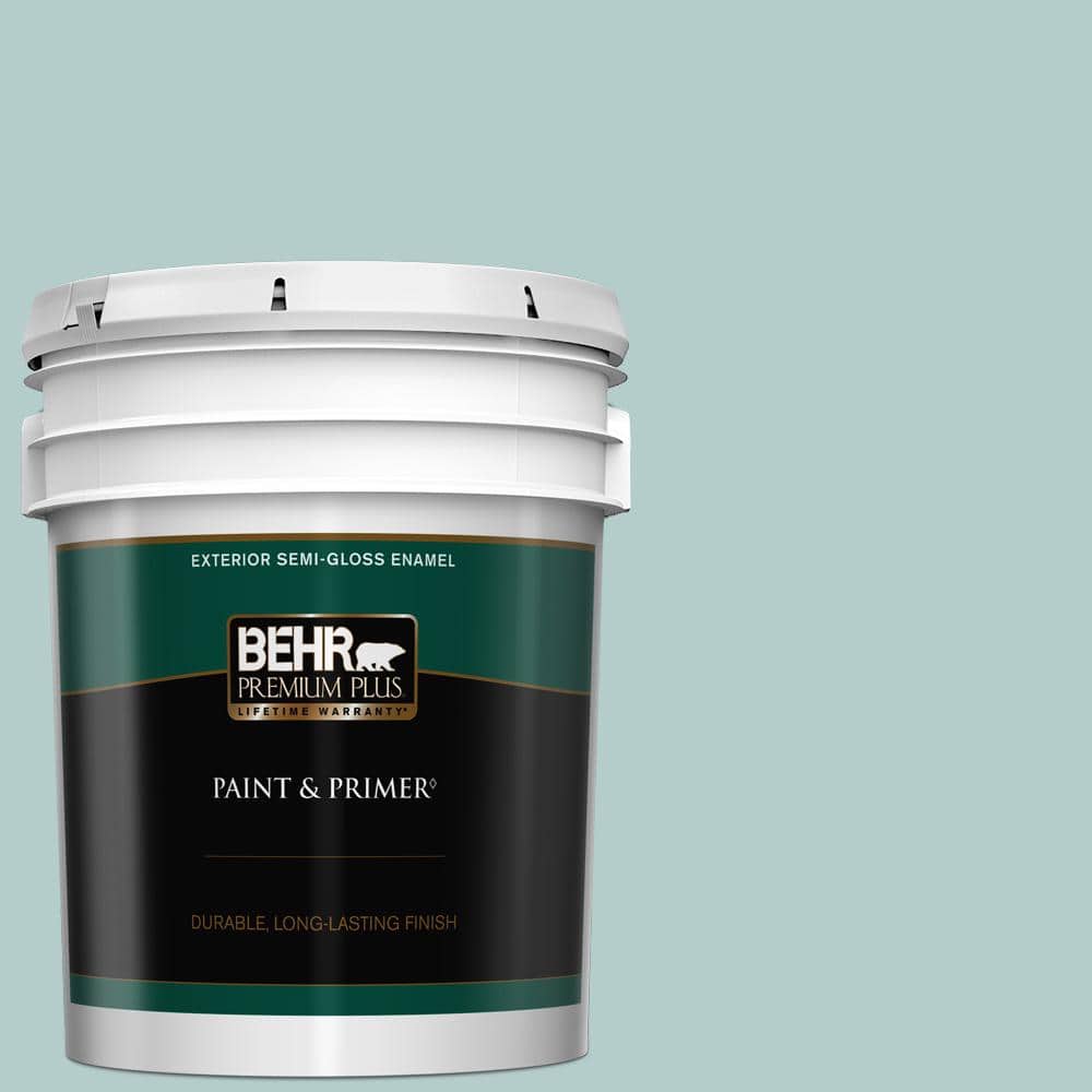 BEHR PREMIUM PLUS 5 gal. #PPU13-15 Clear Pond Semi-Gloss Enamel ...
