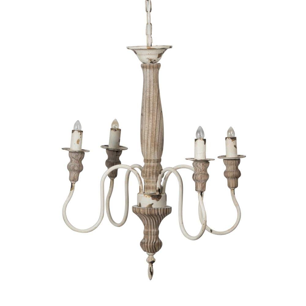 4-Light White Metal Chandelier Hanging Light Fixture with Adjustable Chain(Bulb not Included) price history on PriceWatchPro