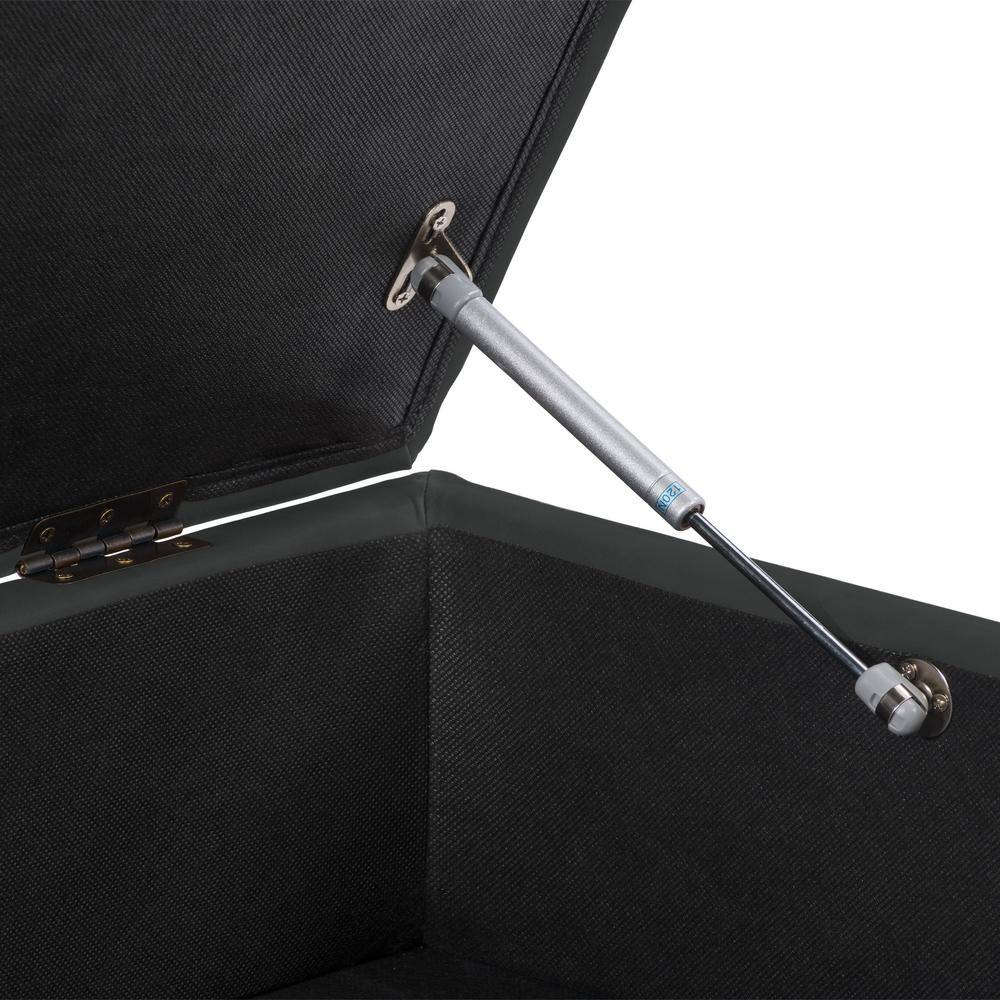 Linden Square Black Fabric Storage Ottoman with Metal Legs