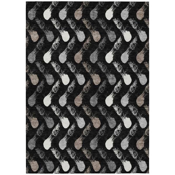 Chantille Machine Washable Indoor/Outdoor Abstract ACN2900 Black 10 ft. x 14 ft. Area Rug