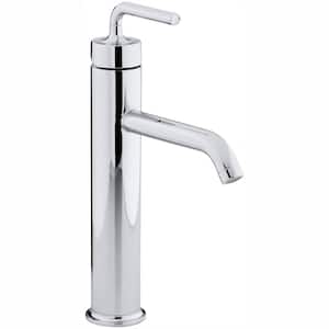 Purist Tall Single Hole Single Handle Low-Arc Bathroom Vessel Sink Faucet with Straight Lever Handle in Polished Chrome