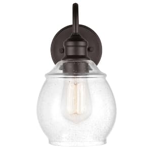Maia 6in. 1-Light Dark Bronze Vanity Light with Seeded Glass Shade, Incandescent Bulb Included
