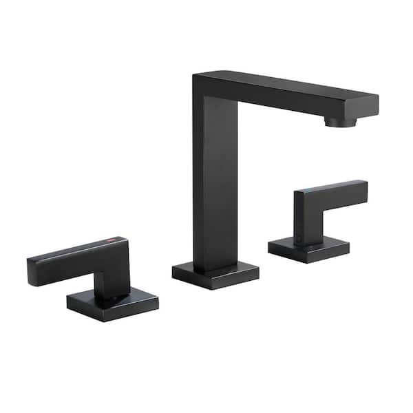 8 in. Widespread Double Handle Bathroom Sink Faucet in Matte Black