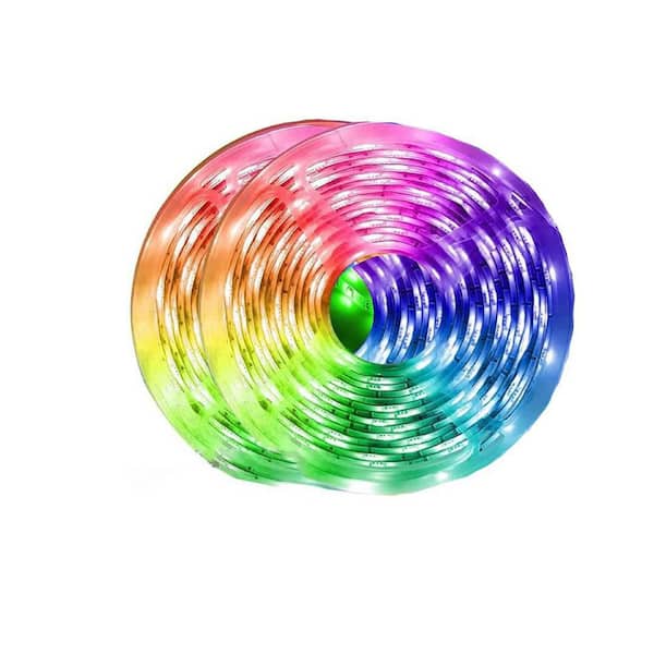 Strip Lights 66 ft. Plug-In Non-Dimmable Multi-Color Integrated LED Strip Lights in Red Outdoor Waterproof