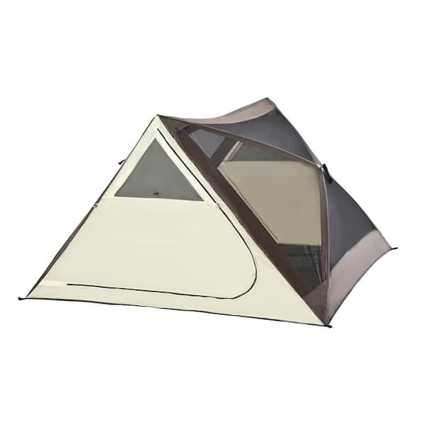 Otryad 6.9 ft. x 6.9 ft. Brown Pop Up Camping Tent Canopy, Portable Instant Tent with Rainfly, Carry Bag, Windows and Doors
