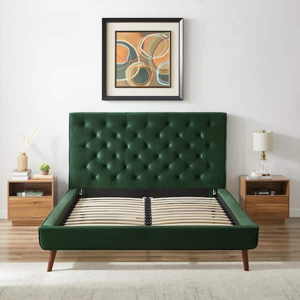 Ashcroft Furniture Co Alonzo Dark Green Solid Wood Frame Queen