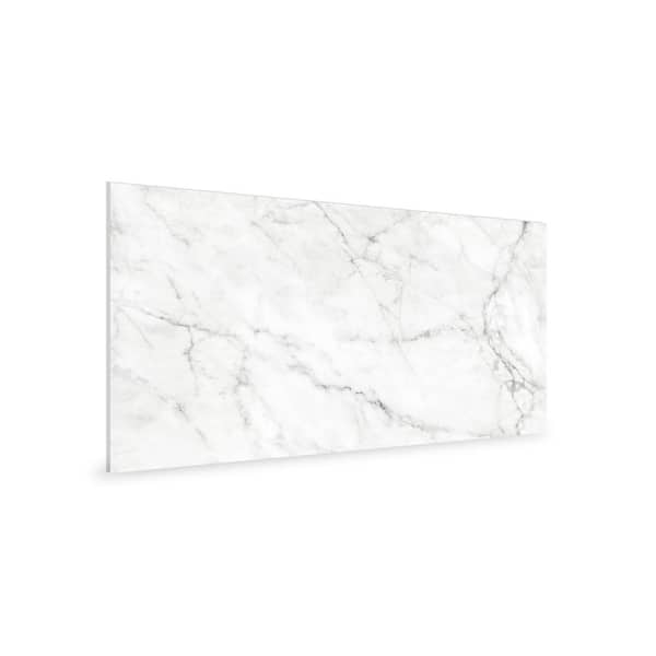 INNOVERA DÉCOR BY PALRAM 15.7 in. x 24.4 in. Tongue & Groove Decorative PVC Bathroom and Shower Wall Tiles in Carrara Marble, White (8-Piece)