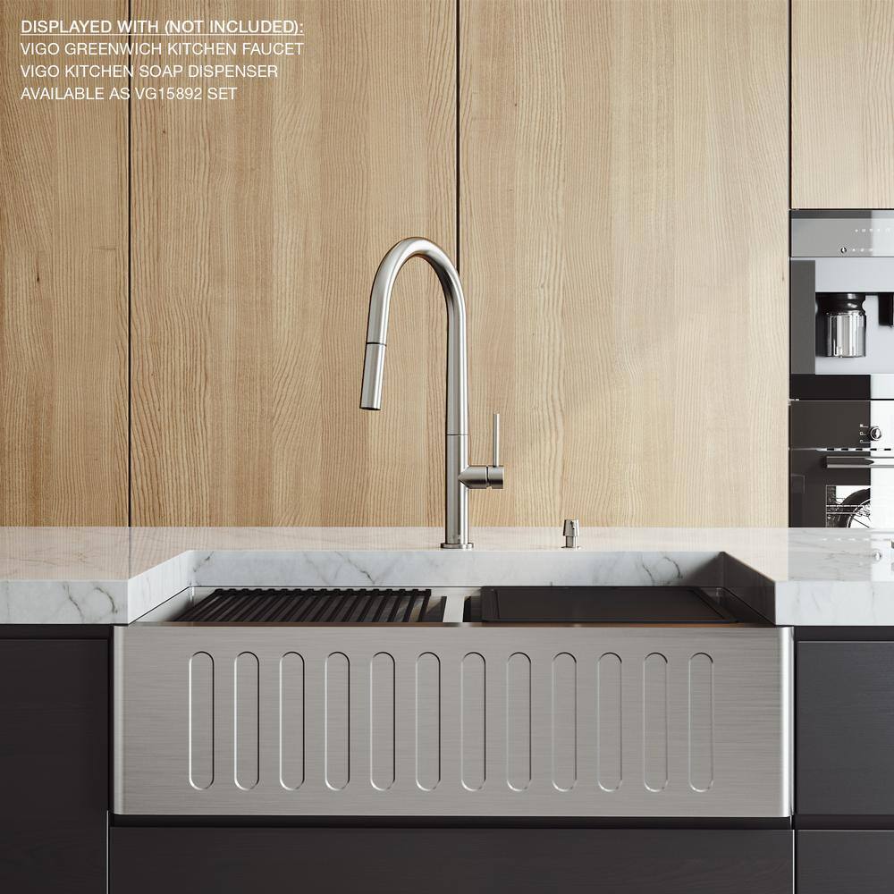 Oxford 33" Stainless Steel Double Bowl Farmhouse Kitchen Sink with Accessories