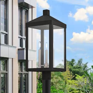 Creekview 24 in. 3-Light Black Cast Brass Hardwired Outdoor Rust Resistant Post Light with No Bulbs Included