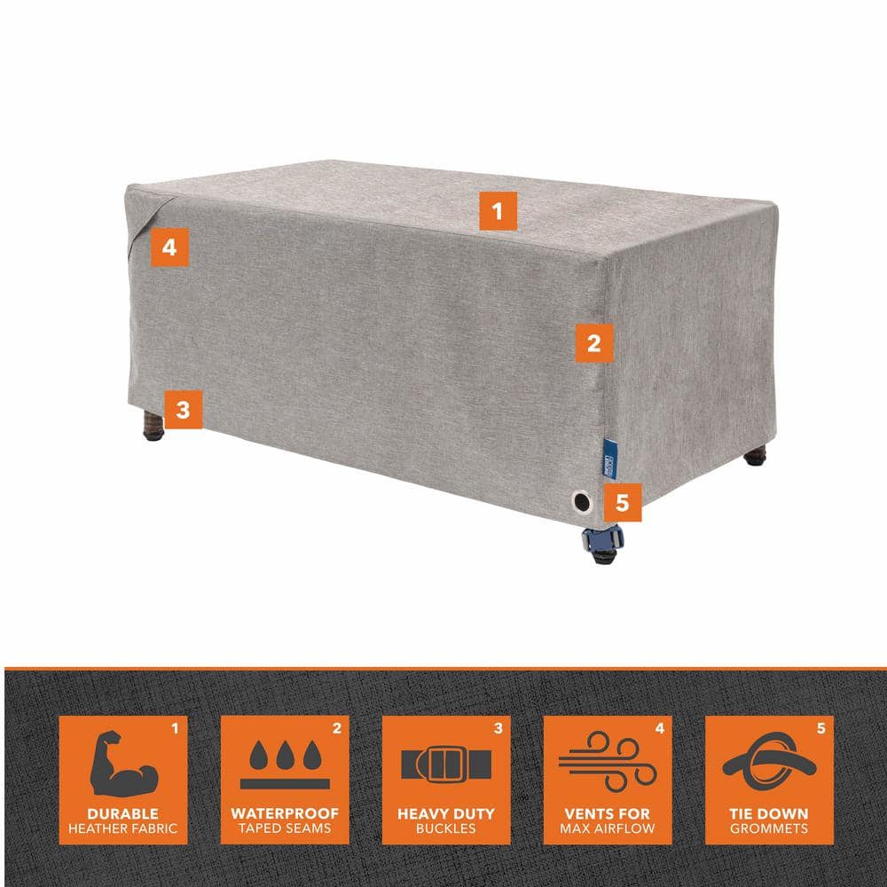 Granite Gray Waterproof Patio Ottoman Cover, 42" x 22" x 17"