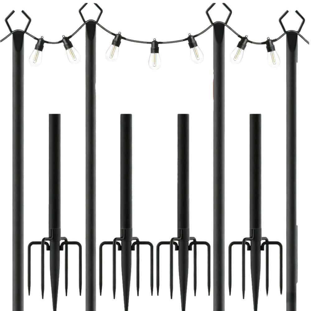 10 ft. String Light Poles, Shepherd's Hook Fence Brackets Hanging Lights for Metal Stand Deck Patio Backyard (4-Pack) price history on PriceWatchPro