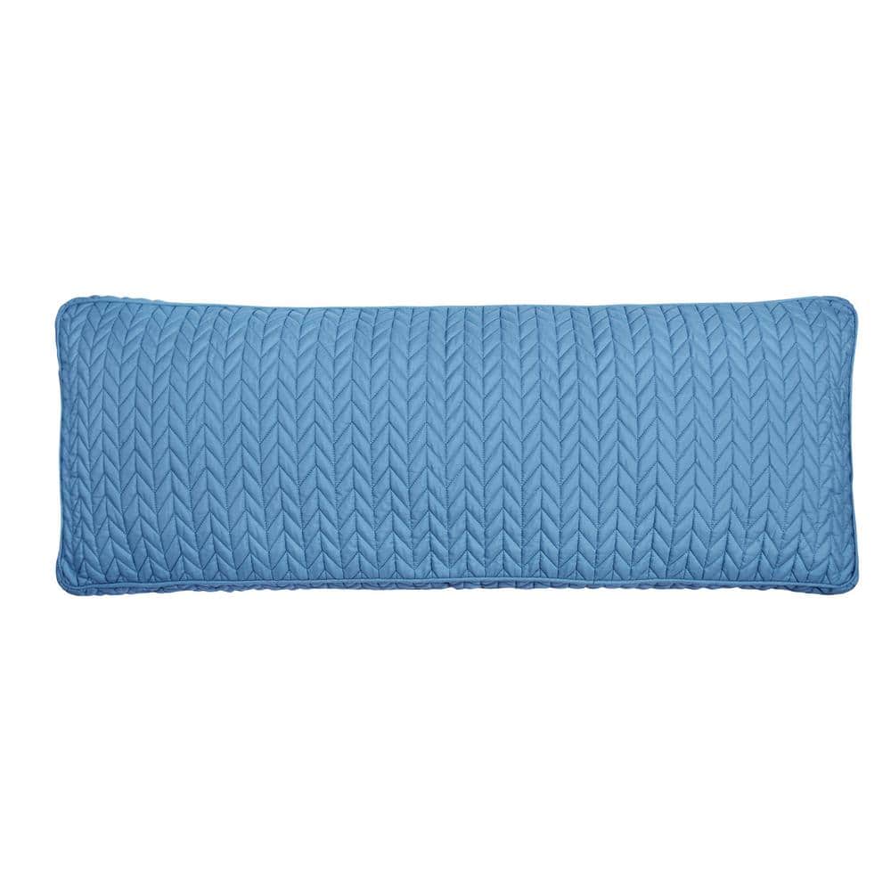 Cabo Polyester Blue Quilted Bolster Decorative Throw Pillow 14 X 40 in.