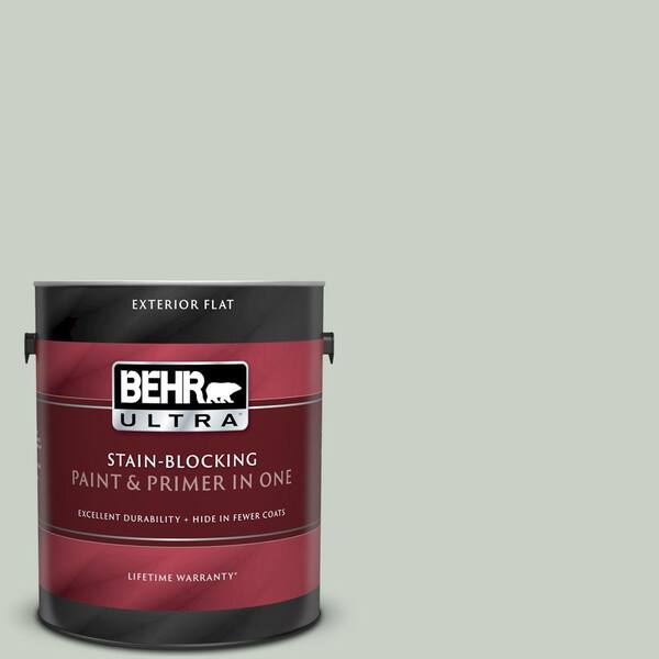 BEHR ULTRA 1 gal. #UL210-9 Mild Mint Flat Exterior Paint and Primer in One