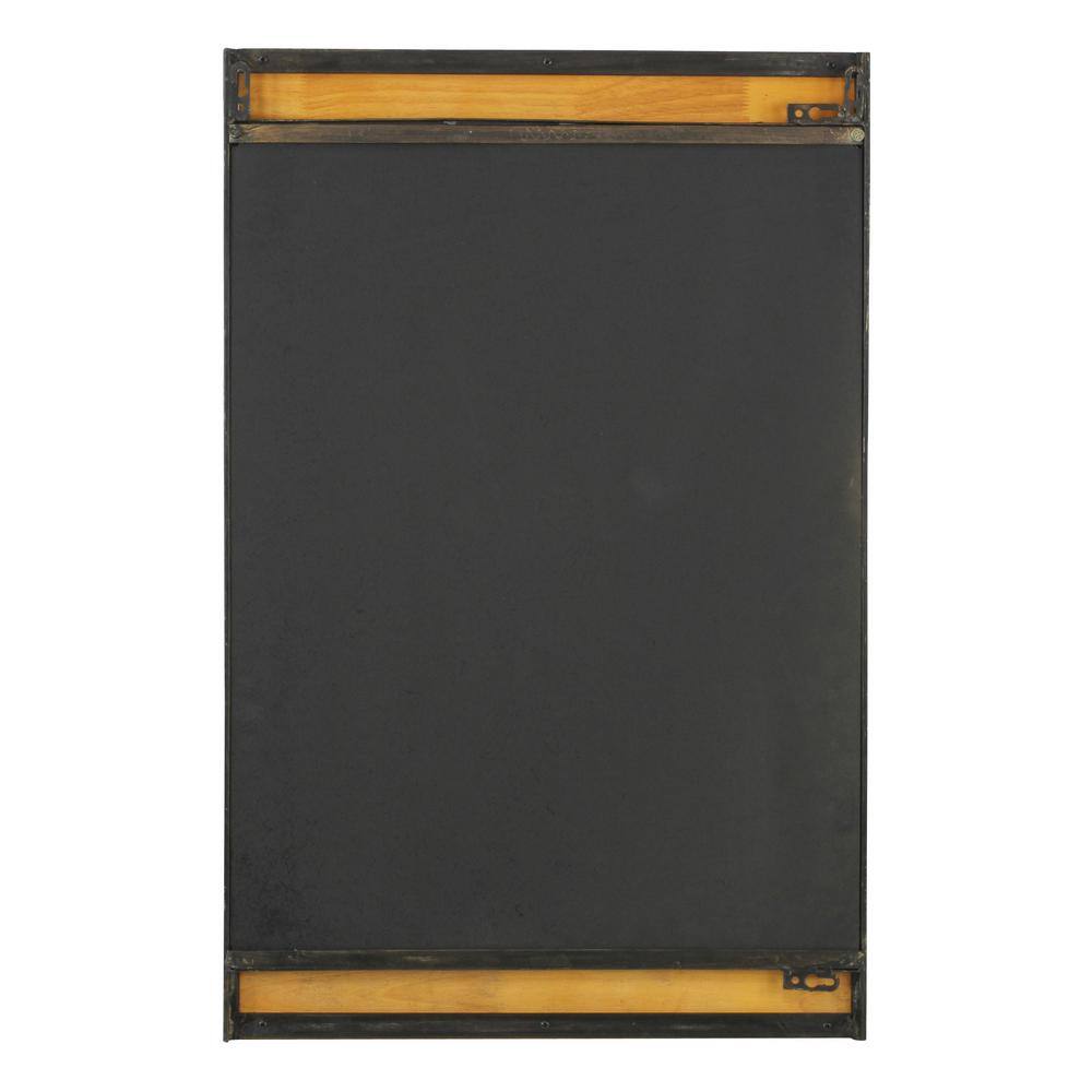 Minimalist Brown Wood and Metal Rectangular Bathroom Vanity