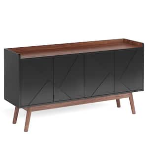 Ahlivia Black and Brown Wood 55 in. Buffet Sideboards with Storage Shelves