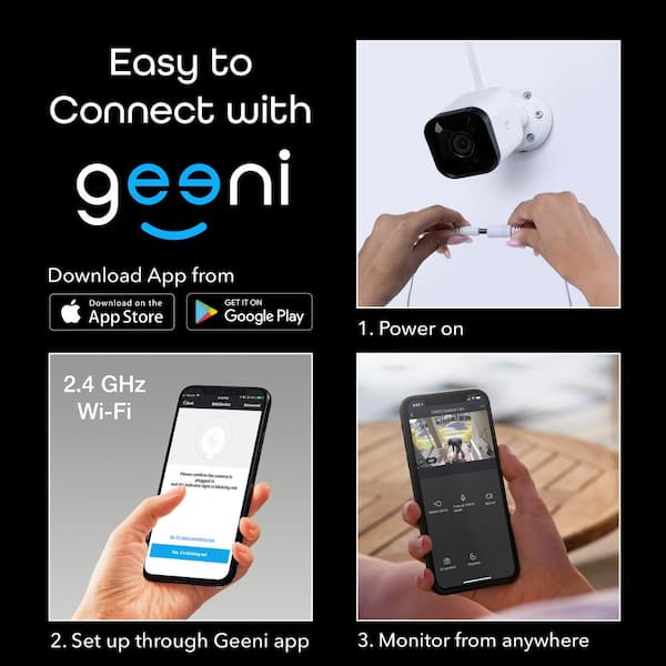 Geeni 1080p Smart Wi-Fi Camera Doorbell, Black