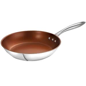12 in. ETERNA Stainless Steel Pan, a 100% PFOA and APEO-Free Non-Stick Coating in Bronze Interior