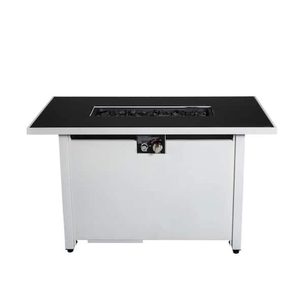 43" Metal Rectangular Fire Pit-Outdoor Patio Heating Table