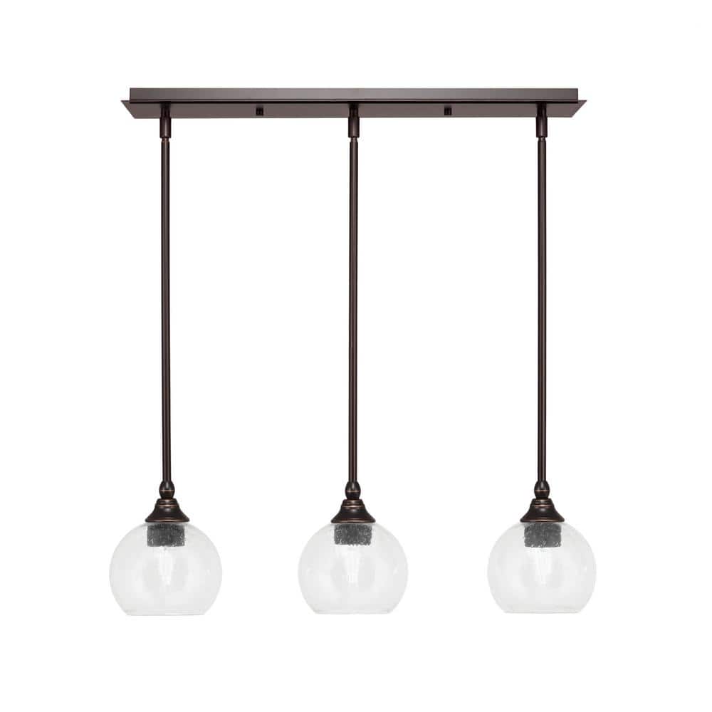 Livingston 100-Watt 3-Light Dark Granite Shaded Pendant Light with 5.75 in.