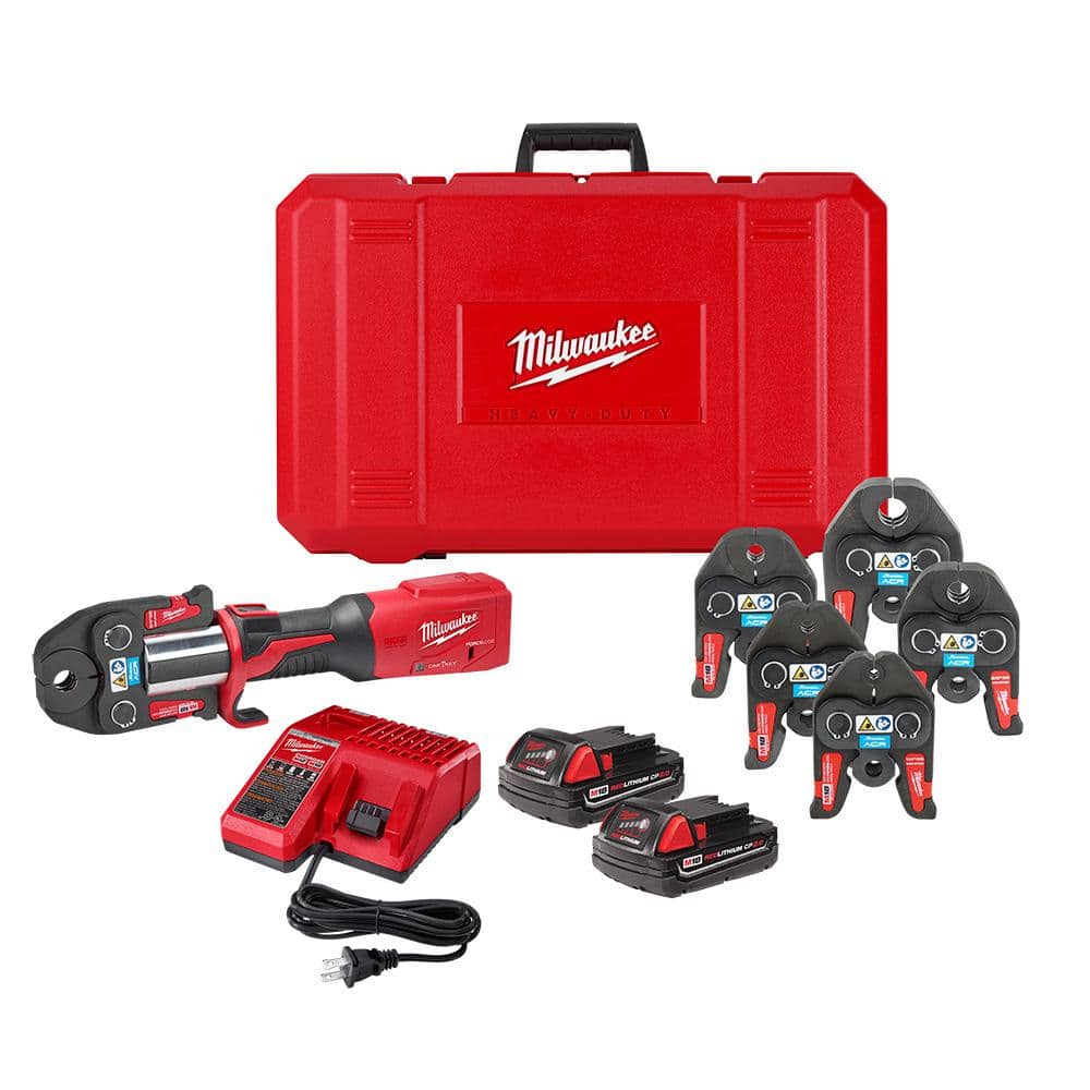 Milwaukee M18 18V Lithium-Ion Brushless Cordless FORCE LOGIC Press Tool Kit with 1/4 in. - 7/8 in. ACR Jaws (6-Jaws Included) -  2922-22M
