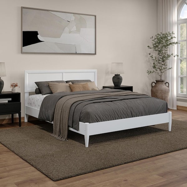 AFI Sophia White Solid Wood Frame Queen Low Profile Platform Bed