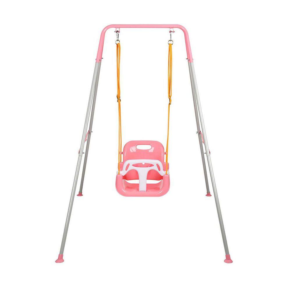 3-in-1 Toddler Swing Set with Foldable Frame for Outdoor Play, Multifunctional Swing for Children (Pink White) price history on PriceWatchPro