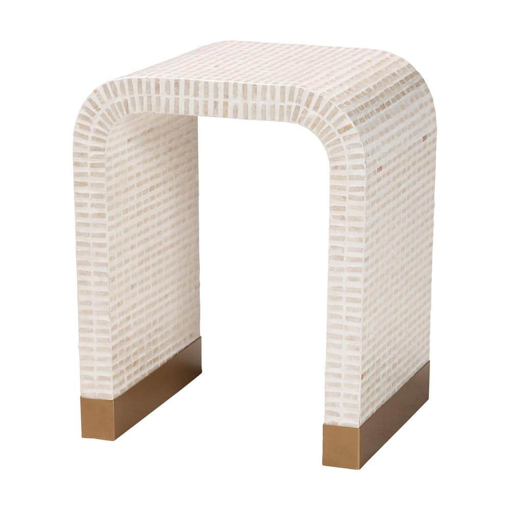 Carlyn 19.7 in. Beige Waterfall Specialty Capiz End Table - thumbnail 3