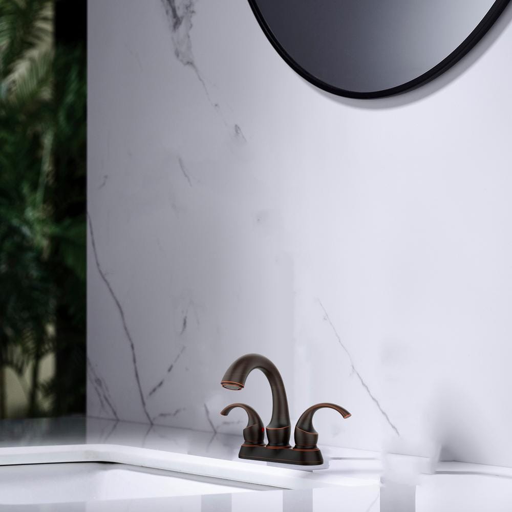 Oil Rubbed Bronze Double Handle Bathroom Faucet with Drain Assembly