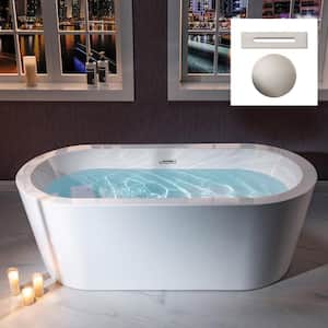 Cadet 66.375 in. Acrylic Freestanding Bathtub with Drain and Overflow Included in White