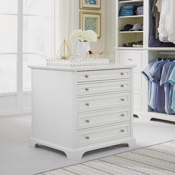 Homestyles Naples 5 Drawer White Closet, Closet Island Dresser With Drawers On Both Sides