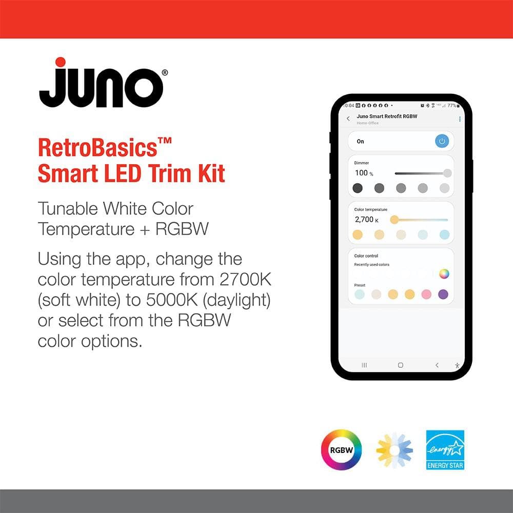 6'' White Adjustable LED Recessed Lighting Kit with Smart Control