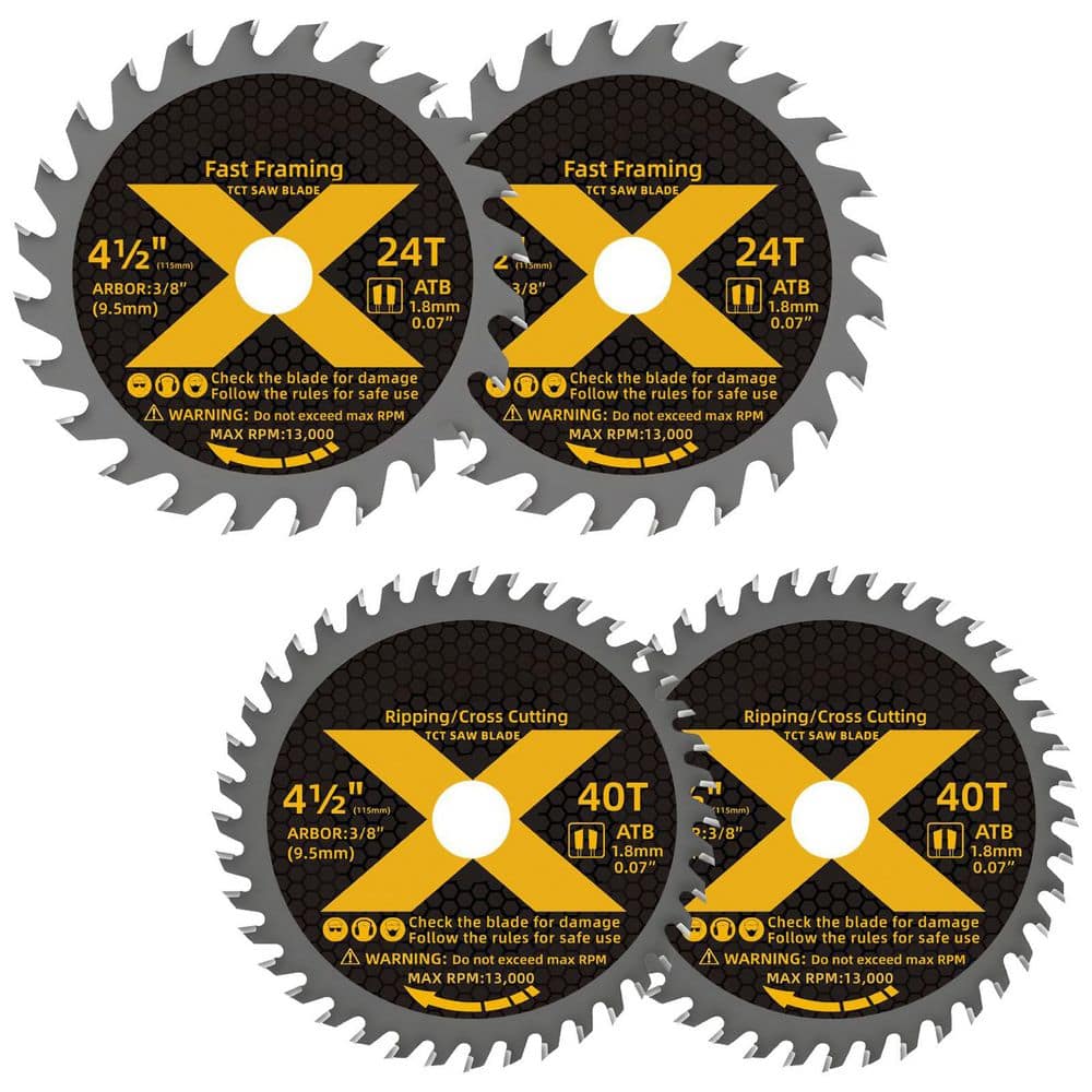4-1/2 in. 24-Tooth Framing Cutting Tungsten Carbide Saw Blade Power Tool Accessory (4 Pack) price history on PriceWatchPro