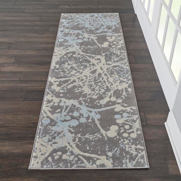 Jubilant Grey 2 ft. x 7 ft. Moroccan Farmhouse Kitchen Runner Area Rug