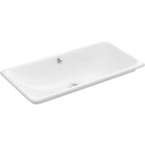Iron Plains 30 in. Drop-In/Under-Mount Cast Iron Bathroom Sink in White with White Painted Underside