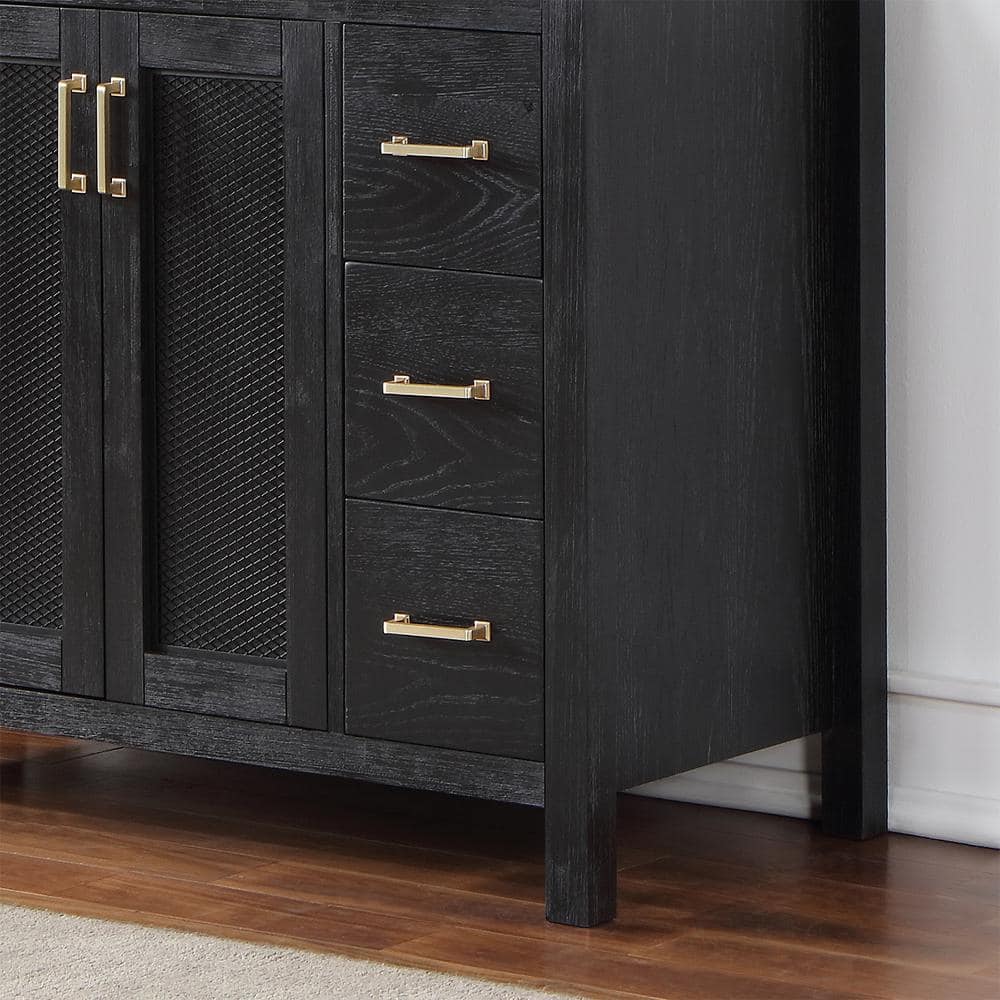 Hadiya 48" Black Oak Vanity with White Stone Countertop