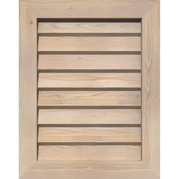 Ekena Millwork 23" x 25" Rectangular Unfinished Smooth Pine Wood Paintable Gable Louver Vent Non-Functional