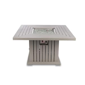 Maxwell 43 in. x 43 in. x 24 in. Square Aluminum Propane Gray Fire Pit Table with Cover