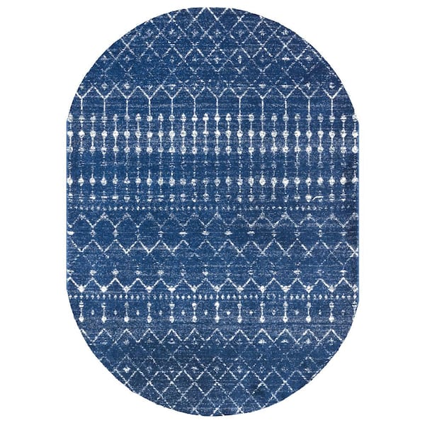 nuLOOM Blythe Modern 5 ft. x 8 ft. Blue Oval Moroccan Trellis Indoor Area Rug