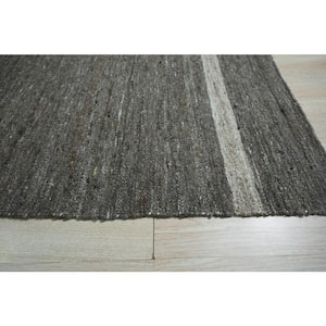 Gray 10 ft. x 14 ft. Hand-Woven Wool Contemporary Natural Wool Flat Rug Area Rug