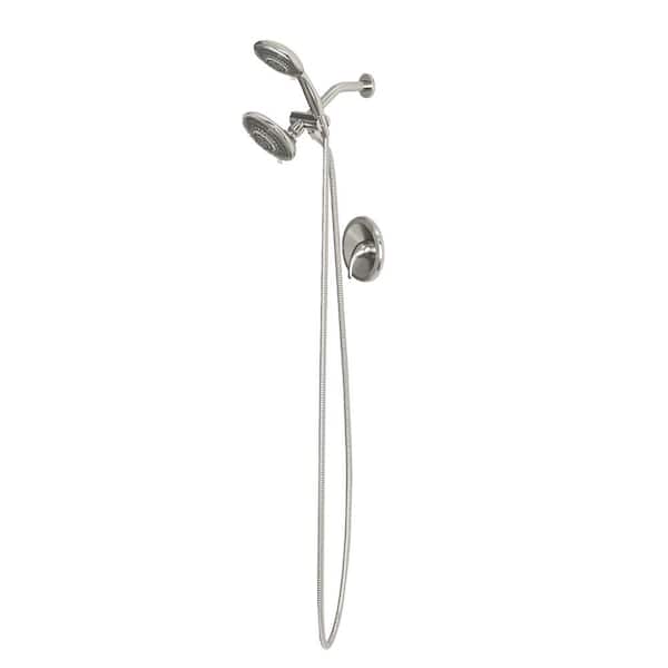 Flynama 5-Spray Patterns 5 in. Wall Mounted Rainfall Dual Shower Head with 1.8 GPM in Brushed Nickel