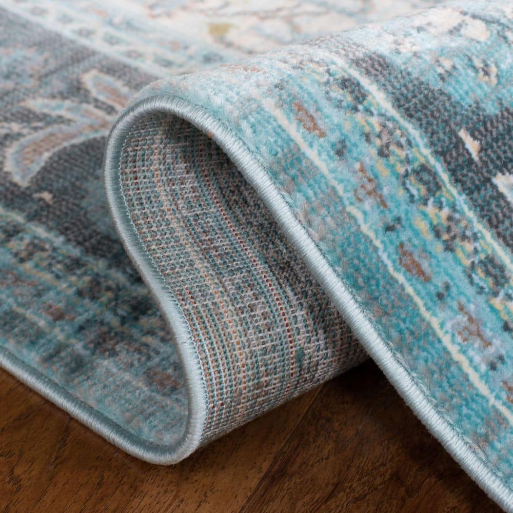 Hand-Knotted Blue and Beige Viscose 9' x 12' Area Rug