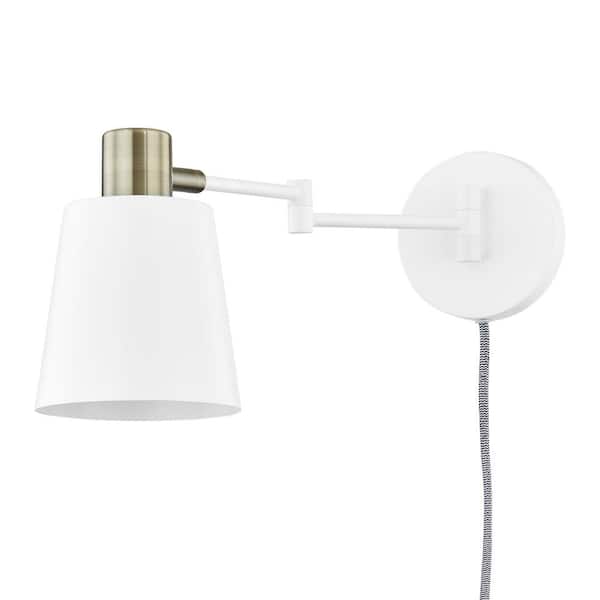 Light Society Alexi Plug In Wall Sconce White Ls W280 Wh The Home Depot - Home Depot Wall Sconce Plug In