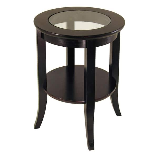 WINSOME WOOD Genoa Espresso Glass Top End Table