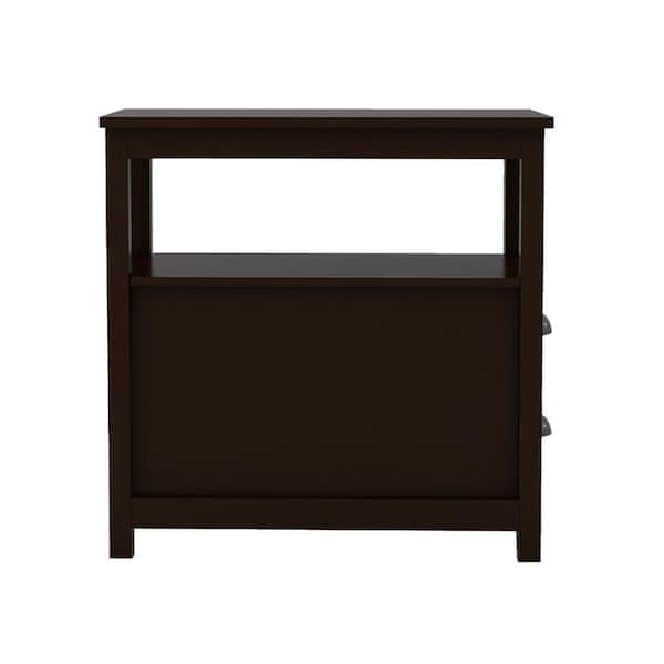 URTR Brown 2-Drawer and Open Shelf Nightstand
