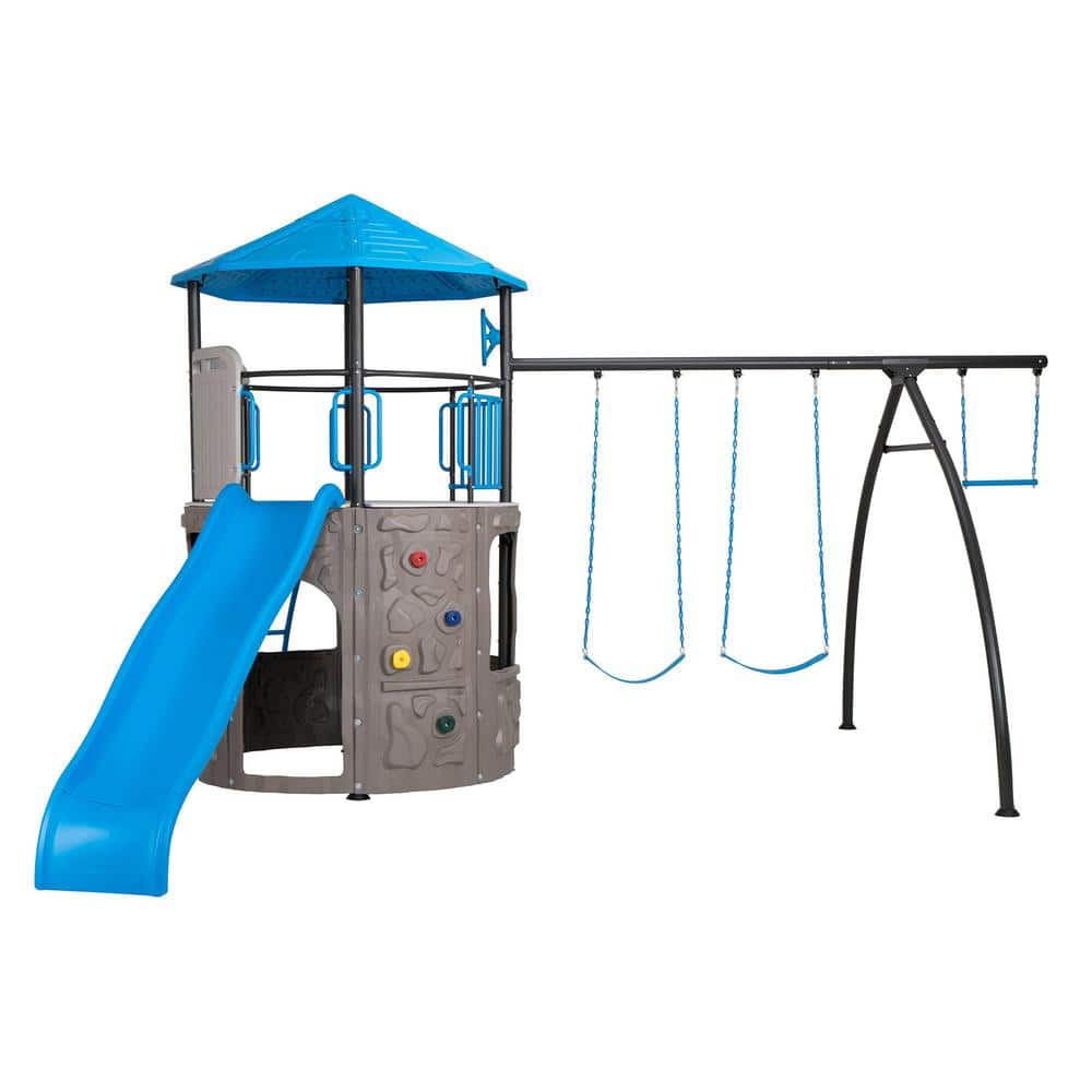 Blue and Gray Steel and Polyethylene Adventure Tower Playset