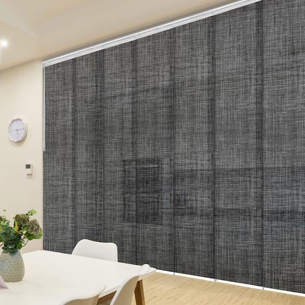 EMOH Chevelle 110 in.- 153 in. W x 116 in. L Adjustable 7-Panel White Single Rail Panel Track with 23.5 in. Slates