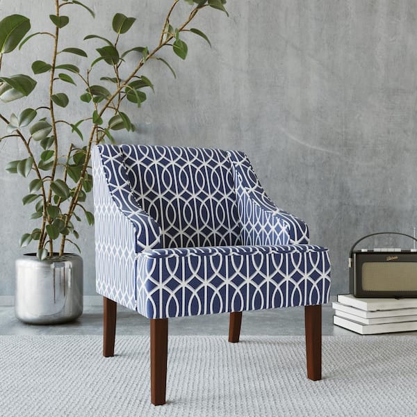 Homepop Printed Blue Trellis Bella Swoop Accent Chair