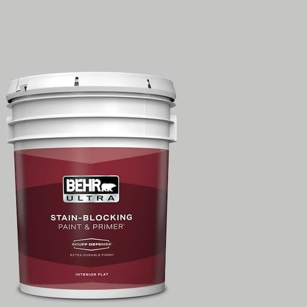 BEHR ULTRA 5 gal. #N520-2 Silver Bullet Extra Durable Flat Interior Paint & Primer