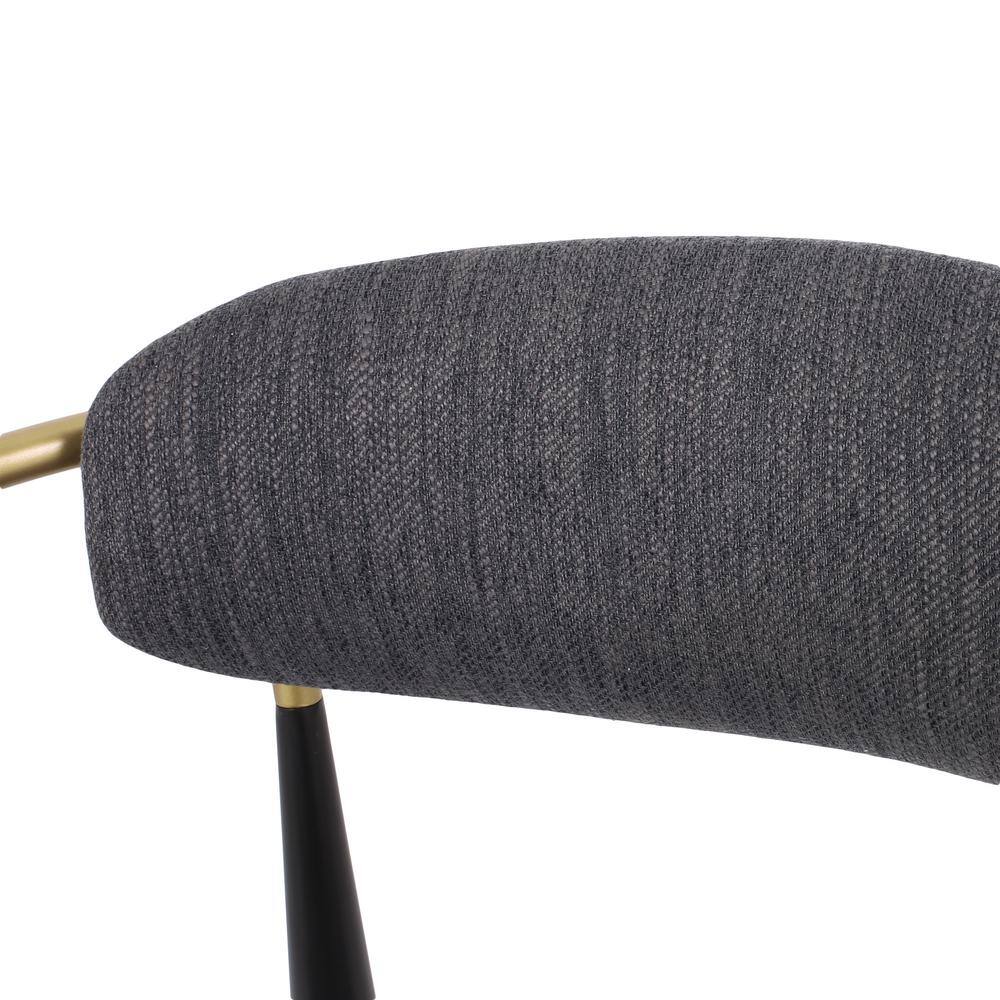 Gray Upholstered Metal Dining Chairs with Gold Detailing, Set of 2